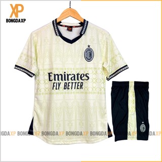 Áo Đá Bóng AC Milan Kem 2024, Đồ Đá Banh Vải Mè Cao Cấp