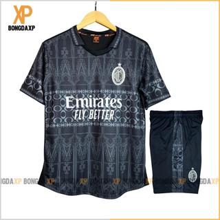 Áo Bóng Đá AC Milan Đen 2024, Đồ Đá Banh Vải Mè Cao Cấp