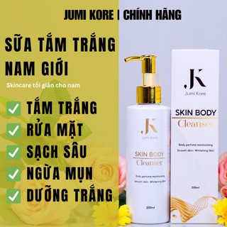 Sữa Tắm Trắng Da Lưu Hương Nước Hoa Pháp Cho Nam JumiKore Skinbody 200ml: Tắm Trắng Kết Hợp Rửa Mặt Trắng Da An Toàn