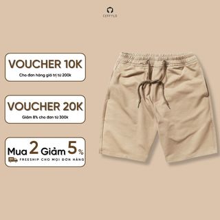 Quần Shorts Nỉ trơn Camel, Chất Liệu Nỉ Chân Cua, Thoáng Khí, Form Slimfit - CEFFYLO