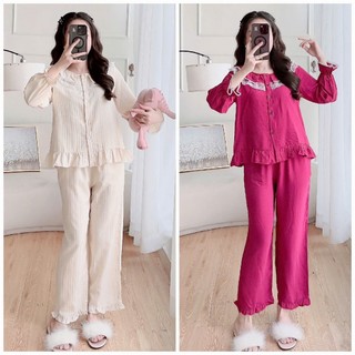 [Bunnysky] Đồ bộ mặc nhà, quần áo mặc sau sinh chất thô mềm thoáng mát