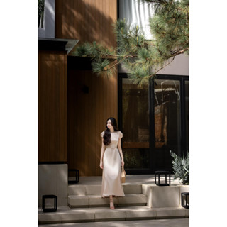 MALVA DRESS - Đầm dáng dài tay ngắn, chất liệu tafta lụa cao cấp