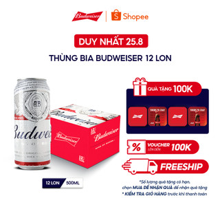 Thùng 12 Lon Cao Bia Budweiser Chính Hãng (500 ml/ lon)