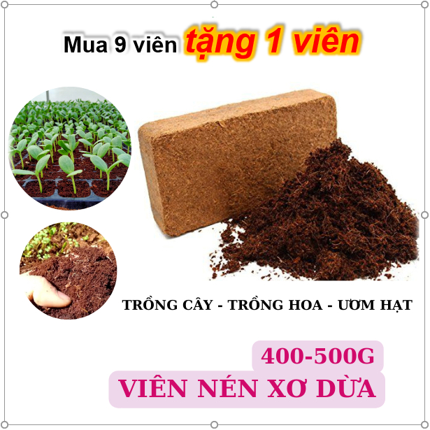 Đất sạch trồng cây viên nén sơ dừa, đất sạch hữu cơ vi sinh dạng viên ( mua 9 tặng 1 )