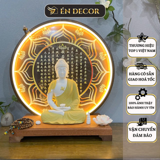 Tượng Phật A Di Đà An Nhiên ÉN DECOR Gốm Tử Sa Kèm Kệ Đèn Led Tranh Decor Nhà Trang Trí Phong Thuỷ 