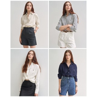 Áo sơ mi linen basic in logo as lana nổi jazara | 3523 | lana official