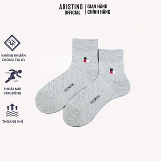 Tất nam cổ cao họa tiết dệt vân kẻ ARISTINO kháng khuẩn khử mùi hiệu quả, cotton tự nhiên - CO03
