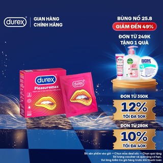 Durex Pleasuremax gân gai tăng khoái cảm, size 56mm, hộp 3 bao