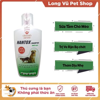 Sữa Tắm Ve Rận Cho Chó Mèo Hantox Xanh 200ml nhũ bạc an toàn chó mèo con - Long Vũ Pet Shop