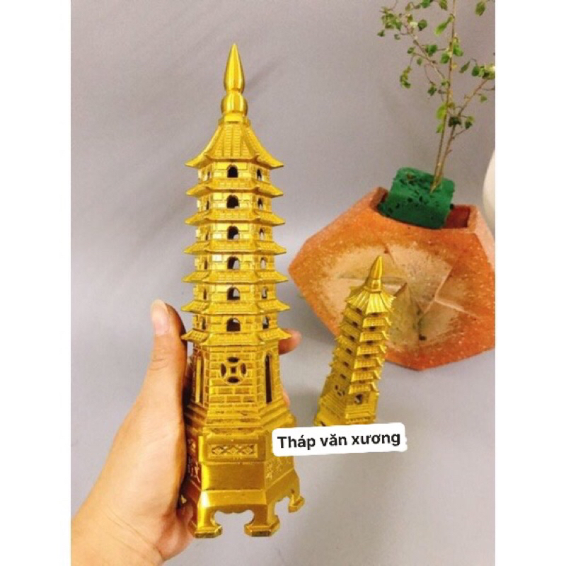 thấp văn xương bằng đồng vàng 7 tầng,9 tầng cao 16cm