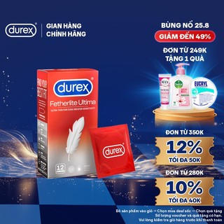 Bao cao su Durex Fetherlite Ultima siêu mỏng, size 52mm, 12 bao/hộp