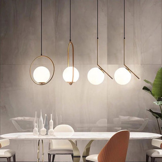 ĐÈN THẢ DECOR NORDIC PHONG CÁCH BẮC ÂU, ĐÈN THẢ CÀNH MẠ VÀNG CẦU THỦY TINH TRẮNG ĐỤC D150