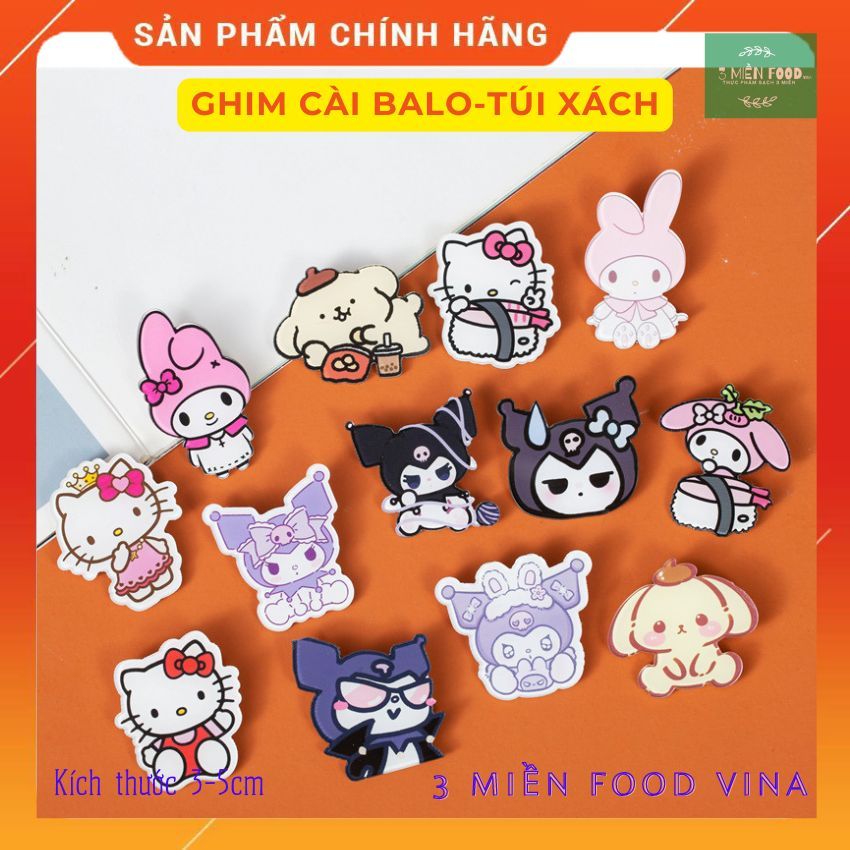 Sỉ Ghim cài balo túi xách,huy hiệu cài túi xách balo hình MÈO KITTY dễ thương,KT 3-5cm nhựa acrylic-3 miền food vina