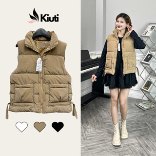 Áo phao gile nữ KIUTI túi hộp mẫu mới áo gile nữ nhung lì không mũ áo khoác phao gile đai gấu
