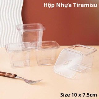 50 Hộp vuông B10 đựng bánh tiramisu, rau câu, bánh mouse, hộp vuông có nắp, hộp bánh tiramisu, pana cotta