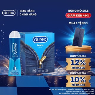 Combo Durex Jeans hộp 30 bao + Gel bôi trơn Durex Classic chai 50ml