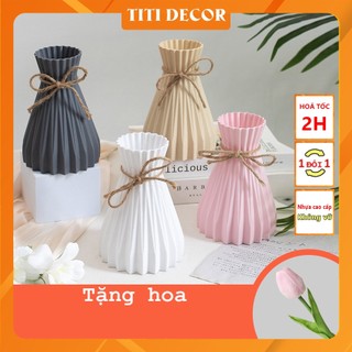 Bình hoa phong cách bắc âu, bình hoa nhựa giả gốm, bình cắm hoa decor nhà cửa, lọ hoa để bàn, hoa giả decor - titi decor