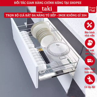 Trọn Bộ Giá Bát Tủ Bếp Dưới, Kệ Chén Gầm Bếp INOX Không Gỉ 304 - Ray Âm Giảm Chấn  - Bảo Hành Vĩnh Viễn - Có Thợ Lắp