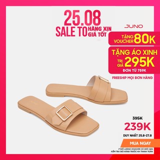 Dép Nữ Thời Trang JUNO mũi vuông khóa trang trí SD01101