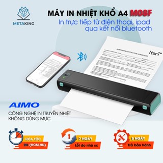Máy In Di Động  A4 M08F - In giấy nhiệt - Kết nối Bluetooth in trực tiếp từ iPhone - iPad, USB