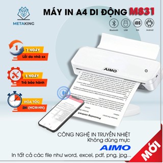 Máy In Di Động Tài Liệu M831 - In giấy A4 nhiệt - Kết nối Bluetooth in trực tiếp từ iPhone - iPad, USB