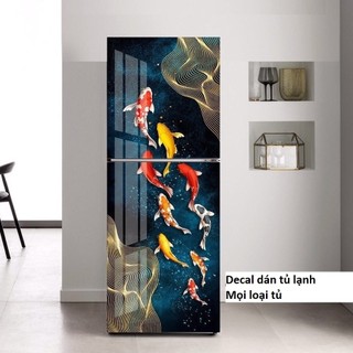 Miếng dán tủ lạnh Cá Koi Hoang Gia ( Chất liệu cao cấp siêu bền) - Trang trí nhà cửa - Trang trí bếp - Decor nhà