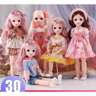 ( ĐỒNG GIÁ 90K ) Đồ Chơi Búp Bê 30cm Barbie 18 Khớp Linh Hoạt Mắt 3D Dễ Thương