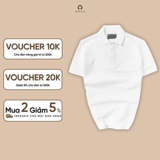 Áo polo trắng trơn basic vải cotton mềm mịn ceffylo