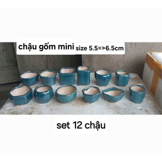 Set 12 chậu gốm đẹp trồng cây bonsai mini