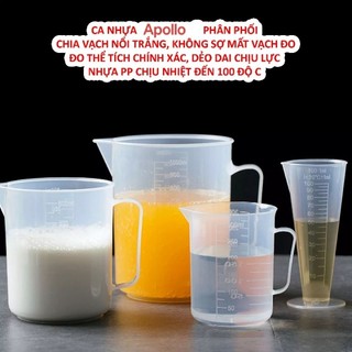 Ca ly đong nhựa CHIA VẠCH NỔI GÂN TRẮNG 100ml 300ml 600ml 1000ml 2000ml đo thể tích