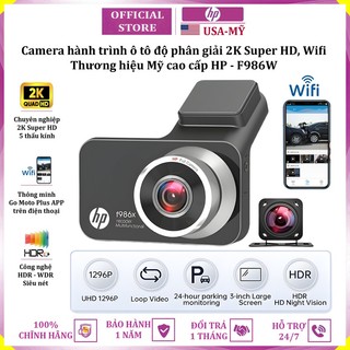 Camera hành trình ô tô thương hiệu HP F986W độ phân giải 2K Super HD, Wifi - Hàng Nhập Khẩu