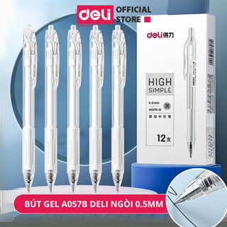 Bút Bi Nước Mực Gel Ngòi 0.5mm Màu Đen Deli - Văn Phòng Học Sinh viên A057B Thư Pháp Chép Kinh