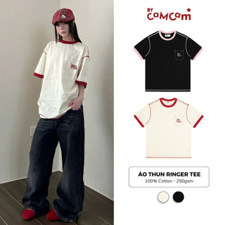 Áo Thun Ringer 𝑩𝒚𝒄𝒂𝒎𝒄𝒂𝒎 Phối Chỉ Đỏ Tee Áo Phông Form Oversize Cotton Cao Cấp Unisex 2024