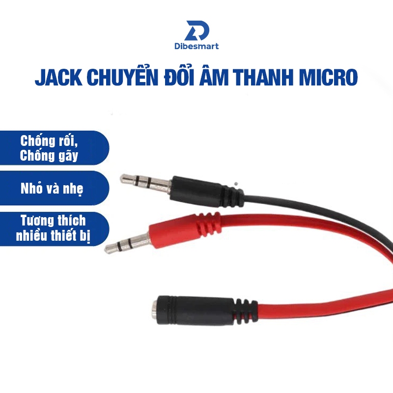 Dây Cáp Gộp Cổng Audio và Micro Cho Tai Nghe Dibesmart