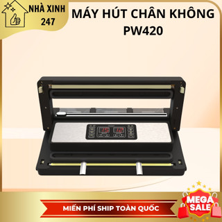 Máy hút chân không thực phẩm Pw420a , máy hút thực phẩm không kén túi , 3 động cơ, 2 vòi hút Công Suất cao. BẢO HÀNH 12T