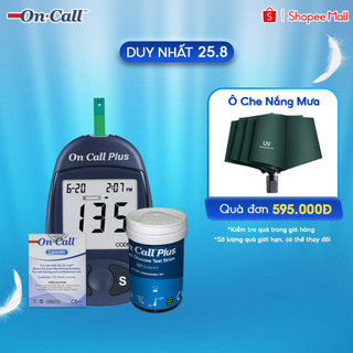 Máy đo đường huyết on call plus kèm hộp 25 que thử đường huyết on call plus và 100 kim chích máu