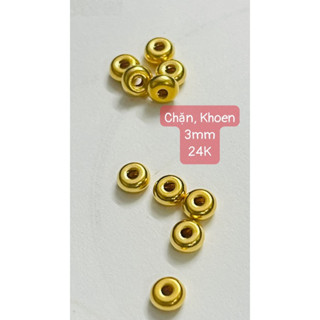Charm mini vip - Khoen đặc Phồng 2 mặt - sz 3mm - Vàn g 24Carat9999 - bền chắc đẹp rẻ - Chặn vip - Hạt Đậu tích trữ