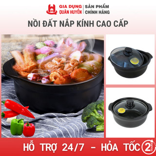 (Loại 1)Nồi đất kho cá thịt nấu cháo nắp kính cao cấp