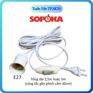 Đui đèn sopoka liền dây có công tắc và phích cắm - dây dài 2,5m, 5m - TUẤN YẾN