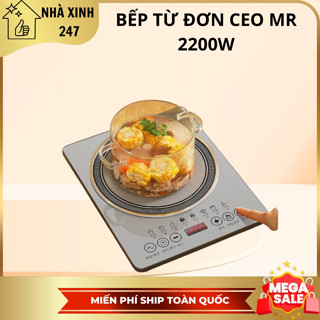 Bếp từ đơn CeoMr, bếp từ công suất 2200W ,đun siêu nhanh mặt gốm chống nước 4D 8 chế độ nấu hẹn giờ tự động