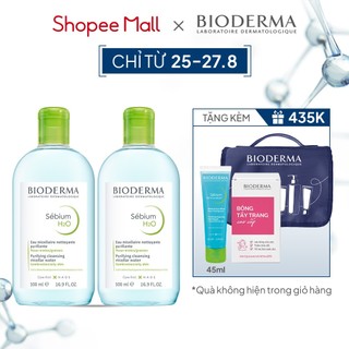 Bộ đôi nước tẩy trang Micellar cho da đầu mụn Bioderma Sebium H2O - 500mlx2