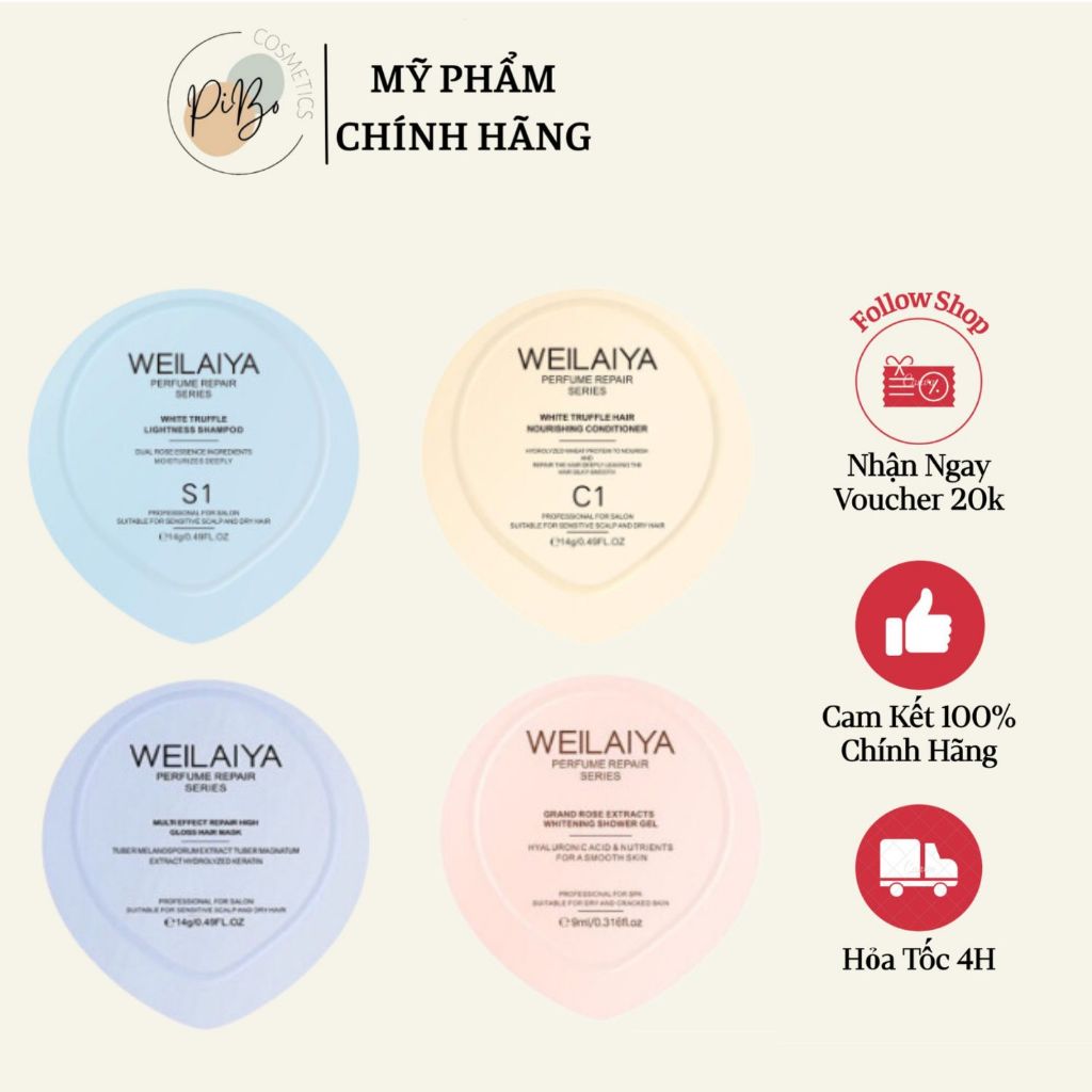 Test Mini Sữa Tắm Hoa Hồng, Gội Xả Nấm & Dầu Hấp Tóc Weilaiya