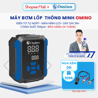 Bơm lốp ô tô điện tử tự ngắt omino cao cấp, bơm ô tô thông minh cao màn lcd thiết kế nhỏ gọn- bh 24 tháng