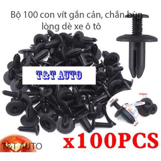 Bộ 100 ốc vít nhựa lỗ 6mm cho tấm chắn bùn , gắn cản và lòng dè các dòng xe ô tô.