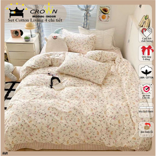  Bộ chăn ga gối cotton living organic free size 4 món + Quà tặng 100% chất cotton cao cấp sửa chun ga theo yêu cầu M69 