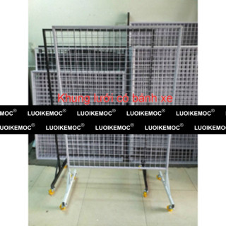 Khung lưới bánh xe 0.8m x 1.5m, màu trắng/đen - lưới kệ móc