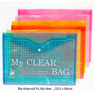 [MUA SỈ GIẢM 10%] [COMBO 3 CÁI] Bìa đựng hồ sơ, tài liệu, bìa nhựa nút F4, My clear _(25 x 36)cm
