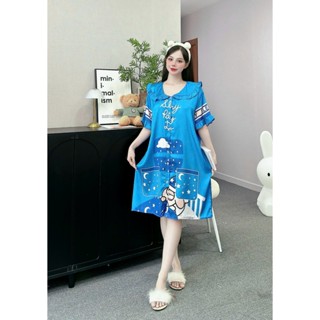 (BIGSIZE 40-80KG) Đầm ngủ mặc nhà cổ vuông ren phối bèo ngực LỤA LATIN cao cấp sang trọng Women Homewear silk Dress