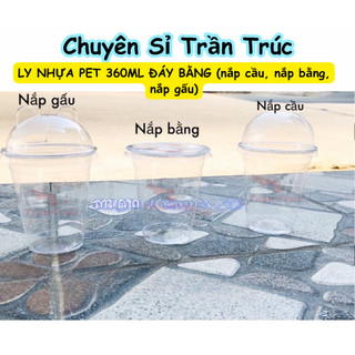 Combo 50 ly nhựa pet 360ml đáy bằng (nắp cầu, nắp bằng, nắp gấu)