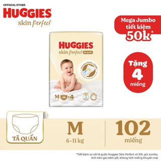  Tã quần Huggies Skin Perfect Mega Jumbo M98/ L88/XL72+4/XXL64+4 với 2 vùng thấm giảm kích ứng da